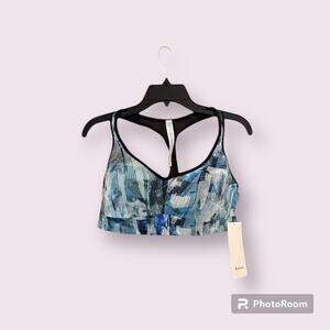 Lululemon Sports Speed Up Bra C/D Multi Print Blue Black Size 12 NWT